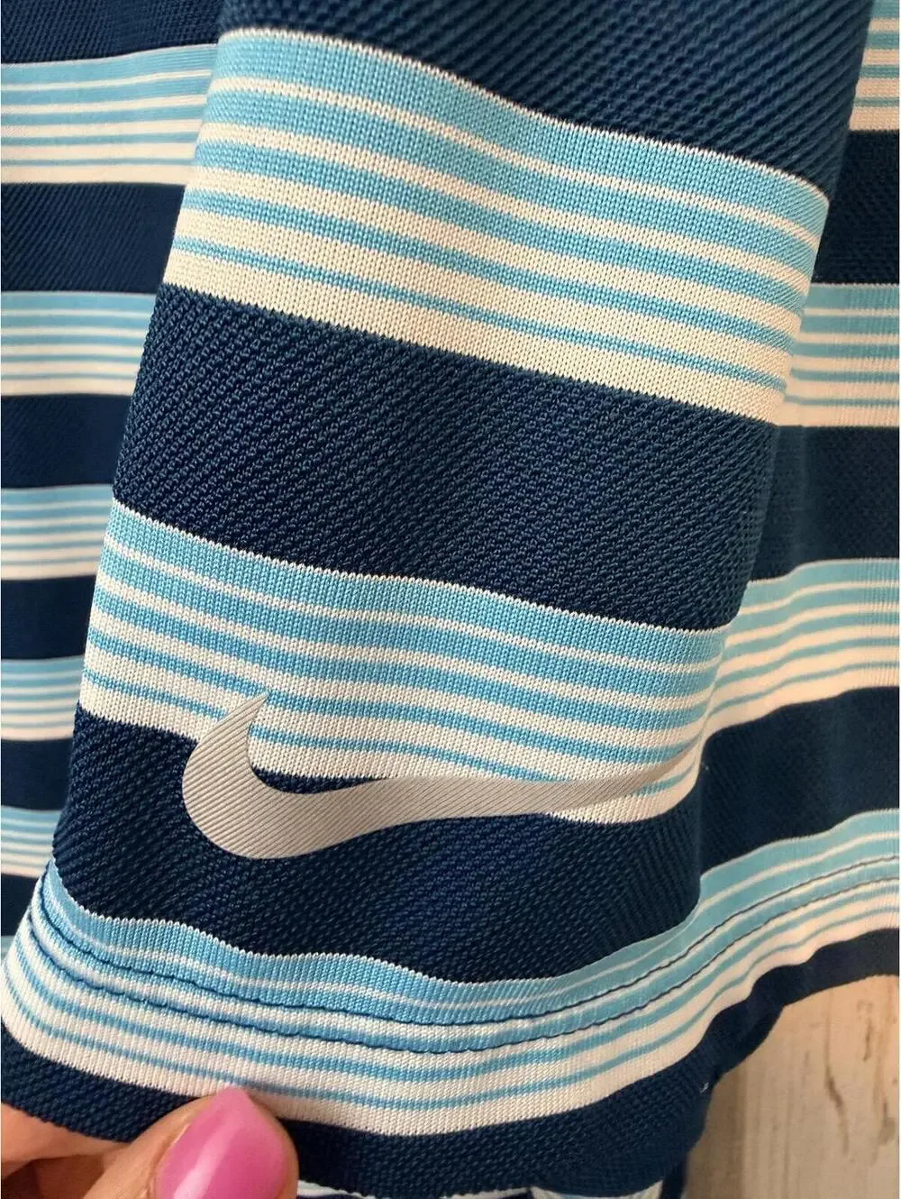 Nike Men Large Golf Polo Shirt Striped Dri-FIT Standard Fit